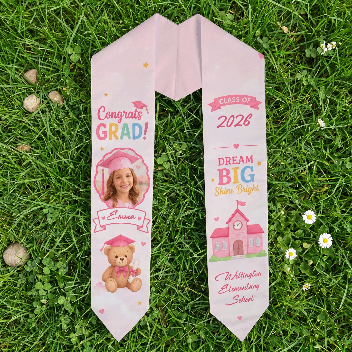 Personalized Dream Big Shine Bright Kid Graduation Stole – Custom Photo