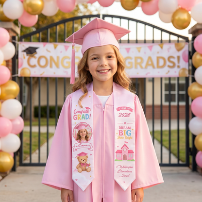 Personalized Dream Big Shine Bright Kid Graduation Stole – Custom Photo