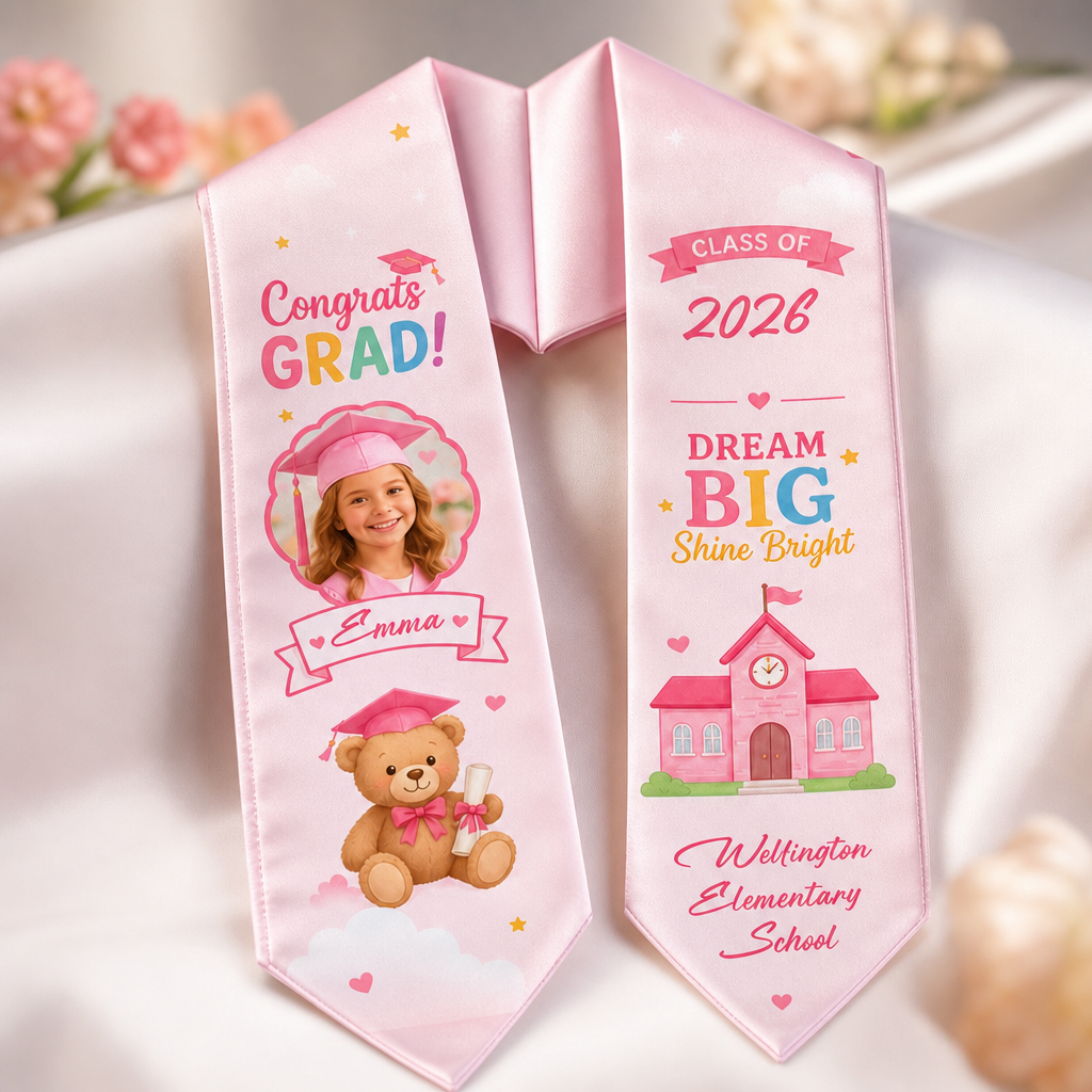 Personalized Dream Big Shine Bright Kid Graduation Stole – Custom Photo