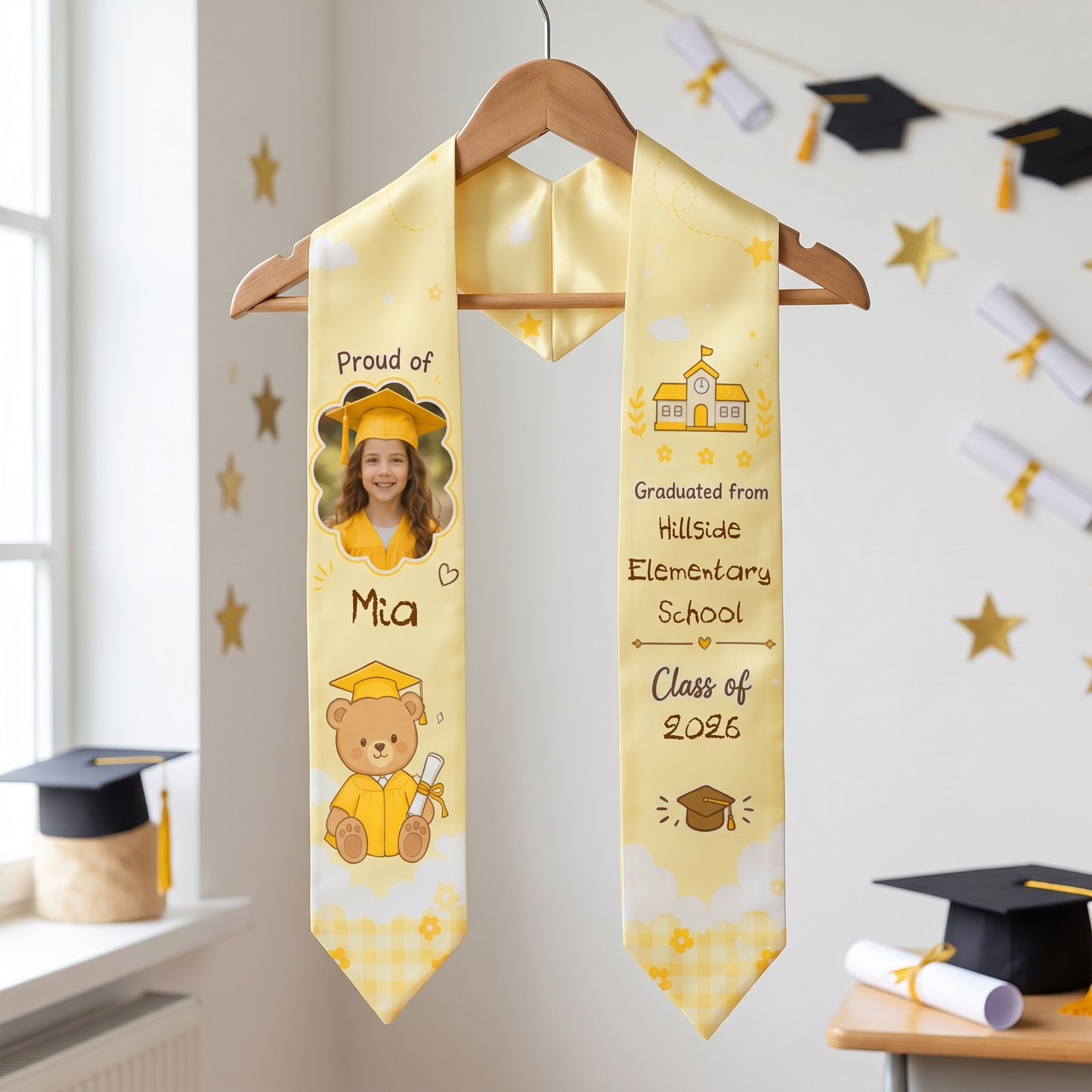 Personalized Proud Of You Yellow Kid Graduation Stole – Name and Photo