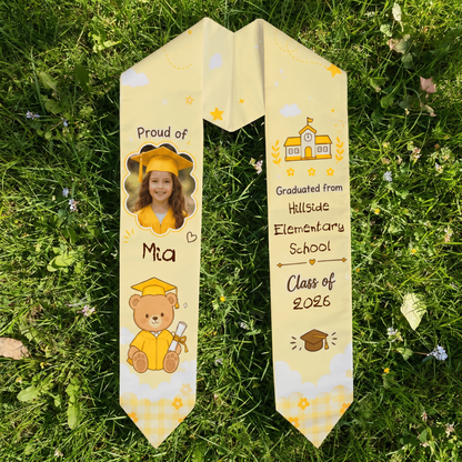 Personalized Proud Of You Yellow Kid Graduation Stole – Name and Photo