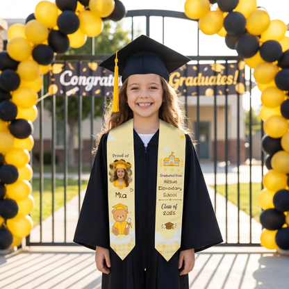 Personalized Proud Of You Yellow Kid Graduation Stole – Name and Photo
