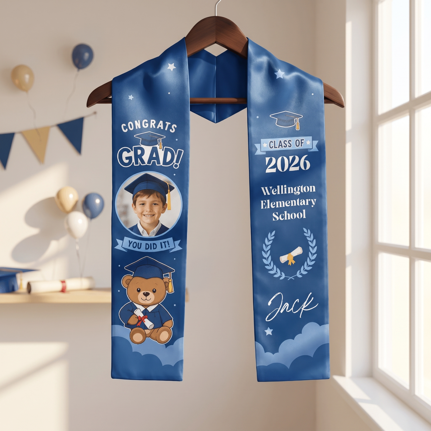 Personalized Congrats Grad You Did It Blue Kid Graduation Stole – Custom Name
