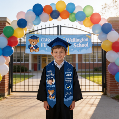Personalized Congrats Grad You Did It Blue Kid Graduation Stole – Custom Name