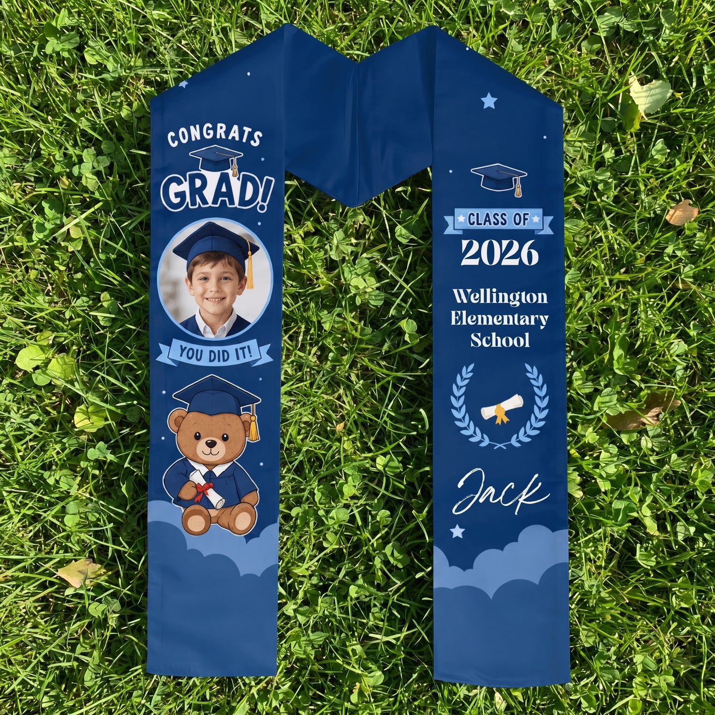 Personalized Congrats Grad You Did It Blue Kid Graduation Stole – Custom Name