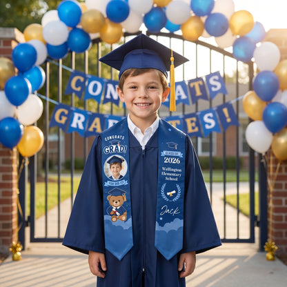 Personalized Congrats Grad You Did It Blue Kid Graduation Stole – Custom Name