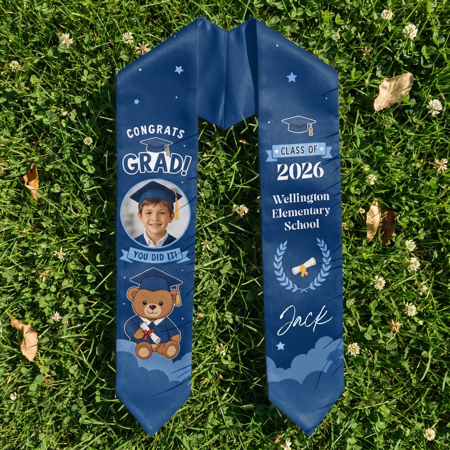 Personalized Congrats Grad You Did It Blue Kid Graduation Stole – Custom Name