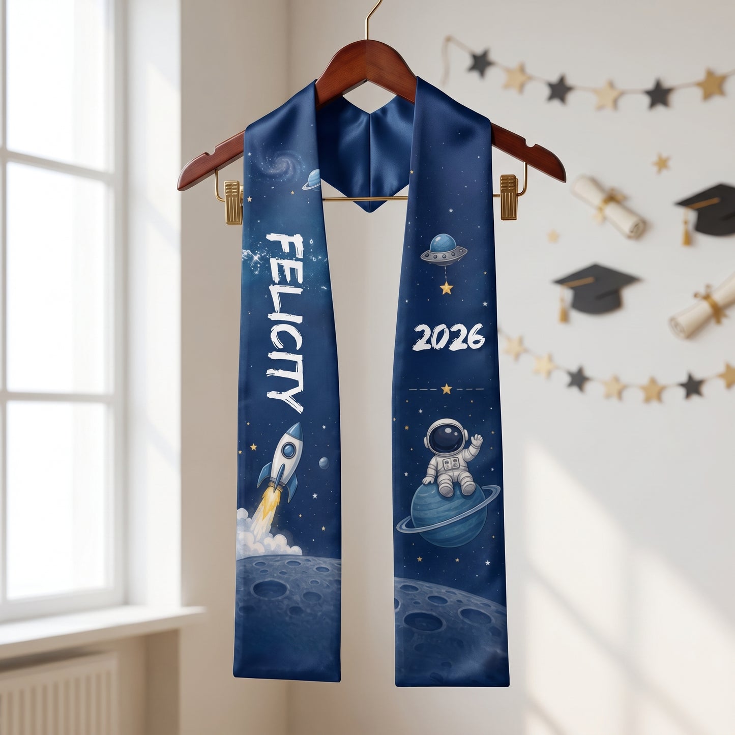 Personalized Astronaut Kid Graduation Stole – Custom Name