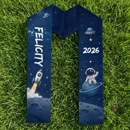 Personalized Astronaut Kid Graduation Stole – Custom Name