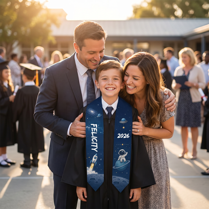 Personalized Astronaut Kid Graduation Stole – Custom Name