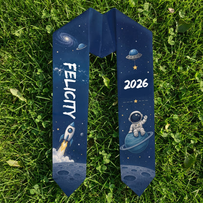 Personalized Astronaut Kid Graduation Stole – Custom Name