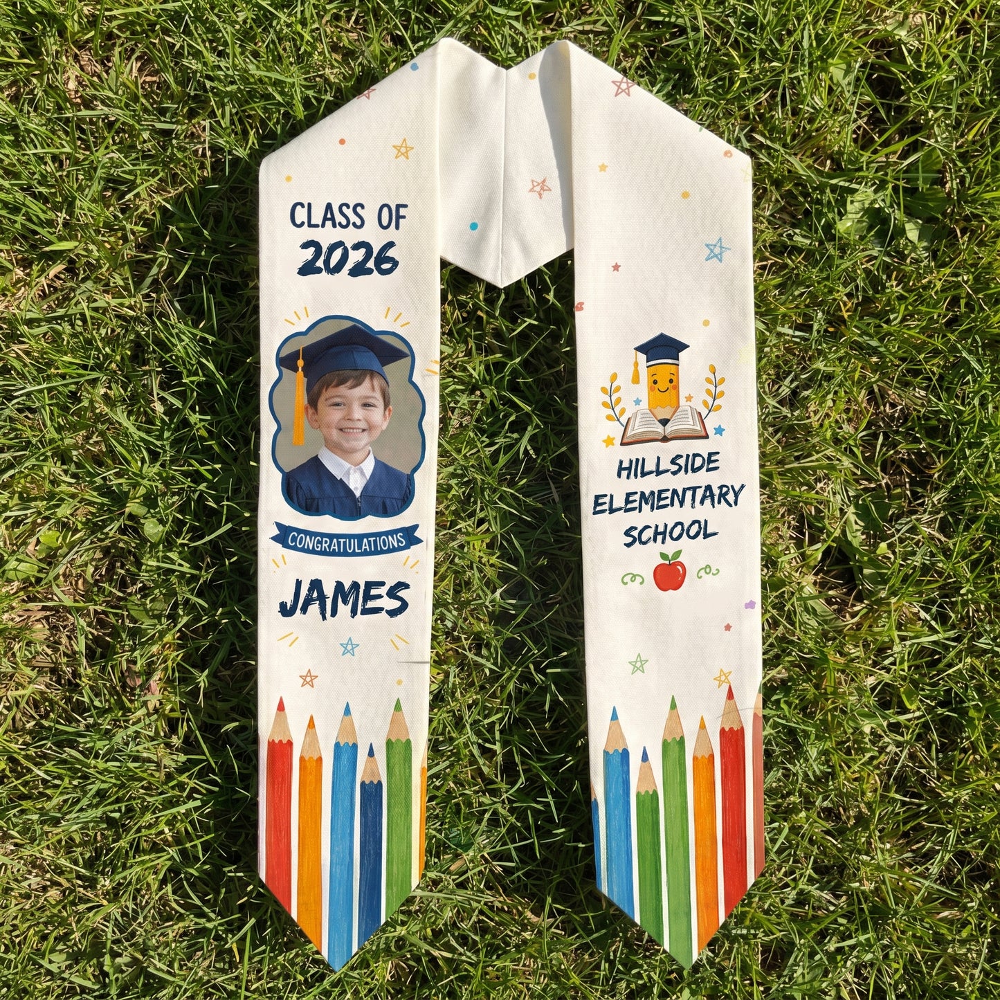 Personalized Congratulations Pencil Kid Graduation Stole – Custom Name