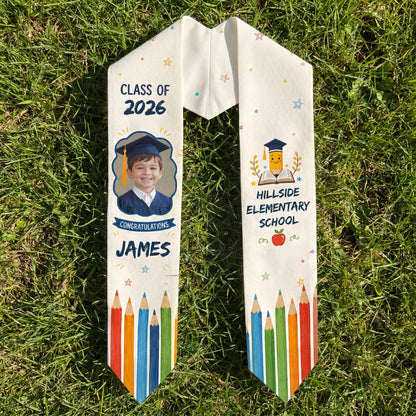 Personalized Congratulations Pencil Kid Graduation Stole – Custom Name