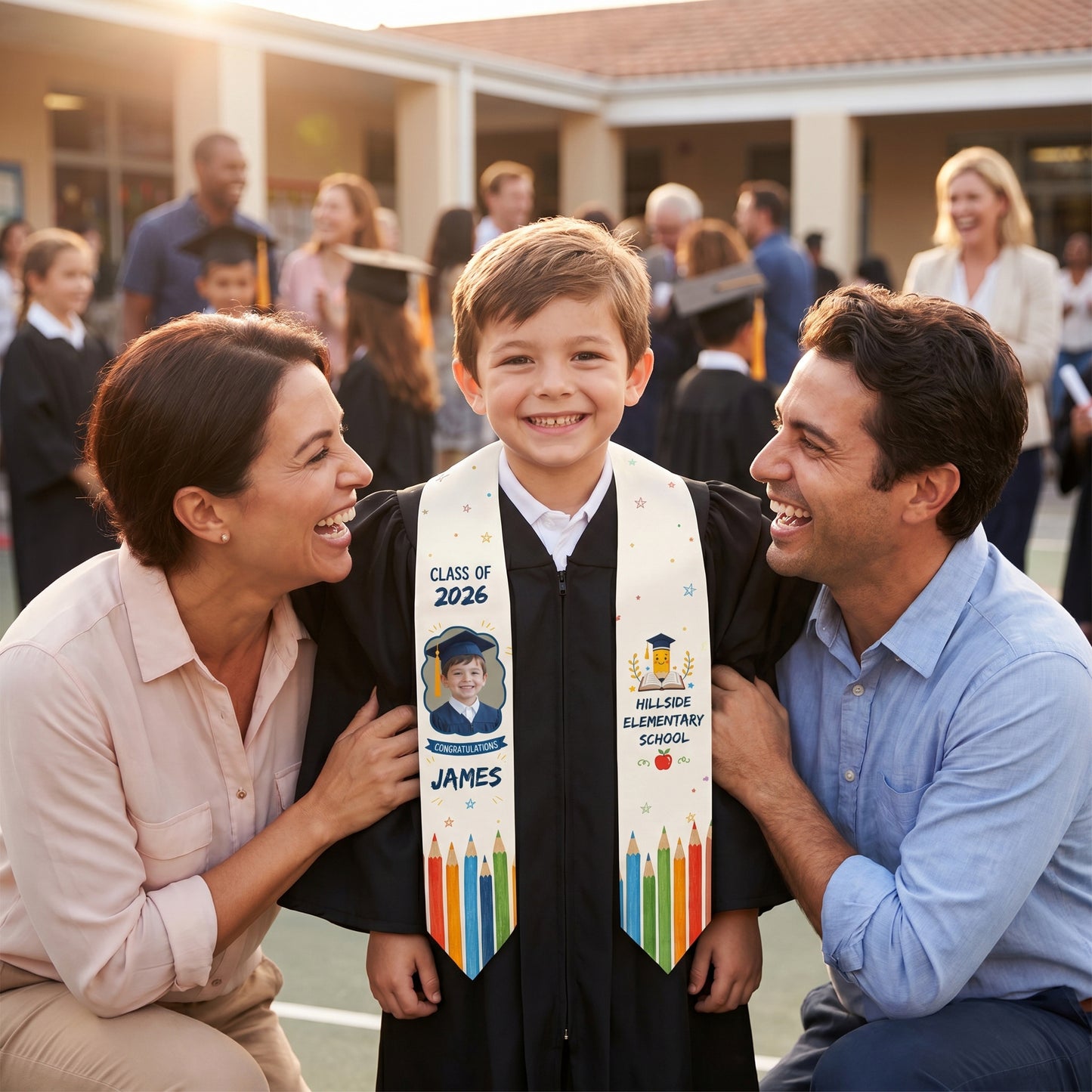 Personalized Congratulations Pencil Kid Graduation Stole – Custom Name
