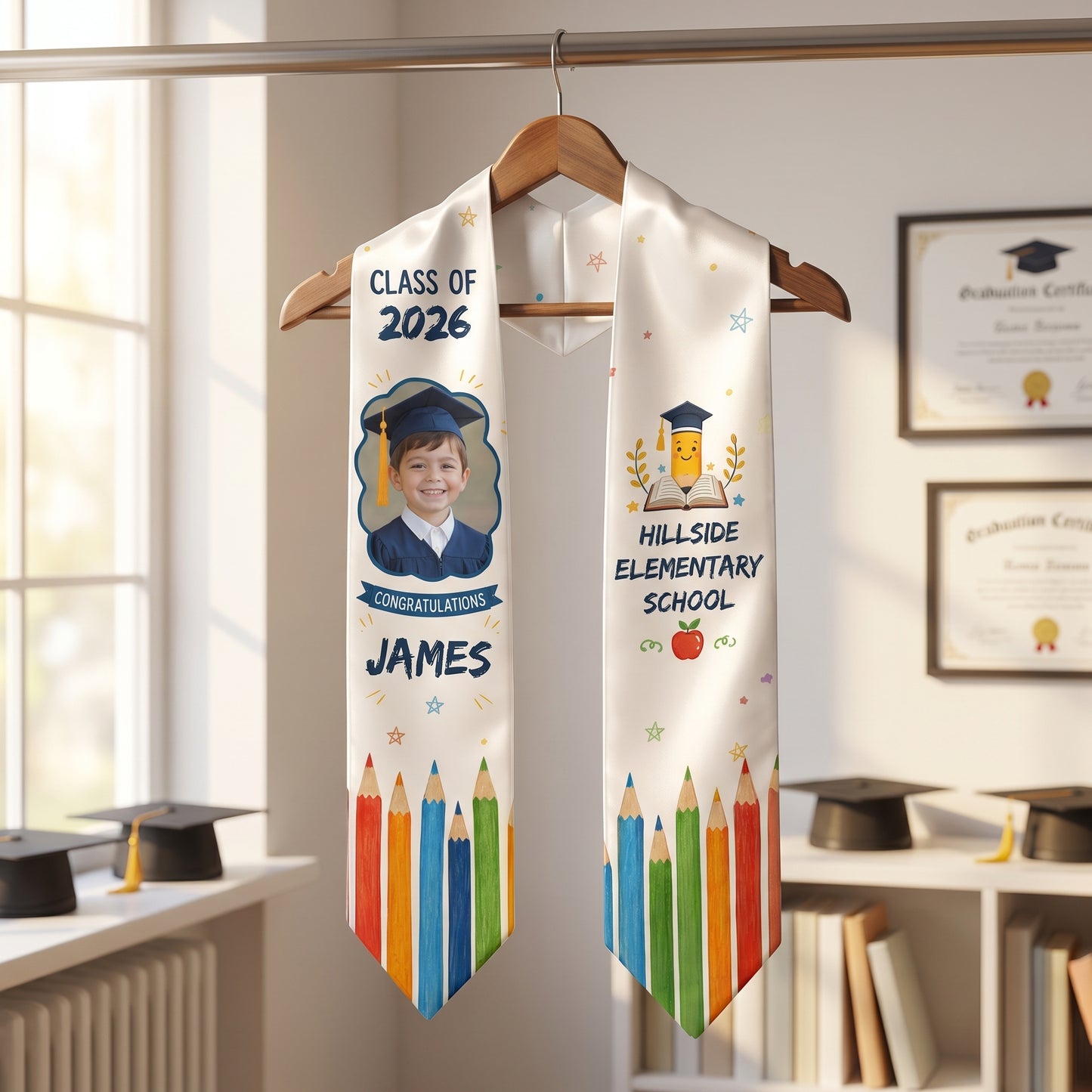 Personalized Congratulations Pencil Kid Graduation Stole – Custom Name