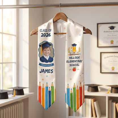 Personalized Congratulations Pencil Kid Graduation Stole – Custom Name