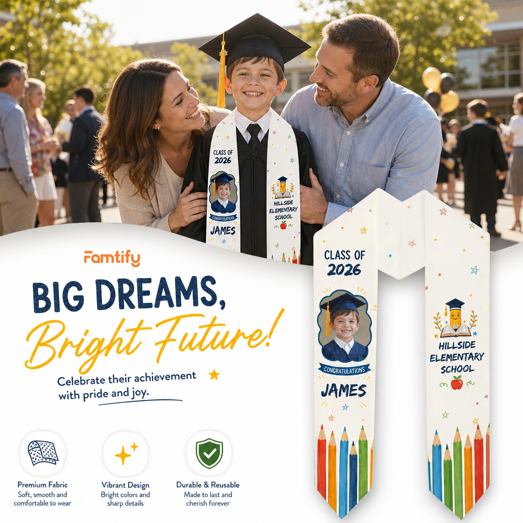Personalized Congratulations Pencil Kid Graduation Stole – Custom Name