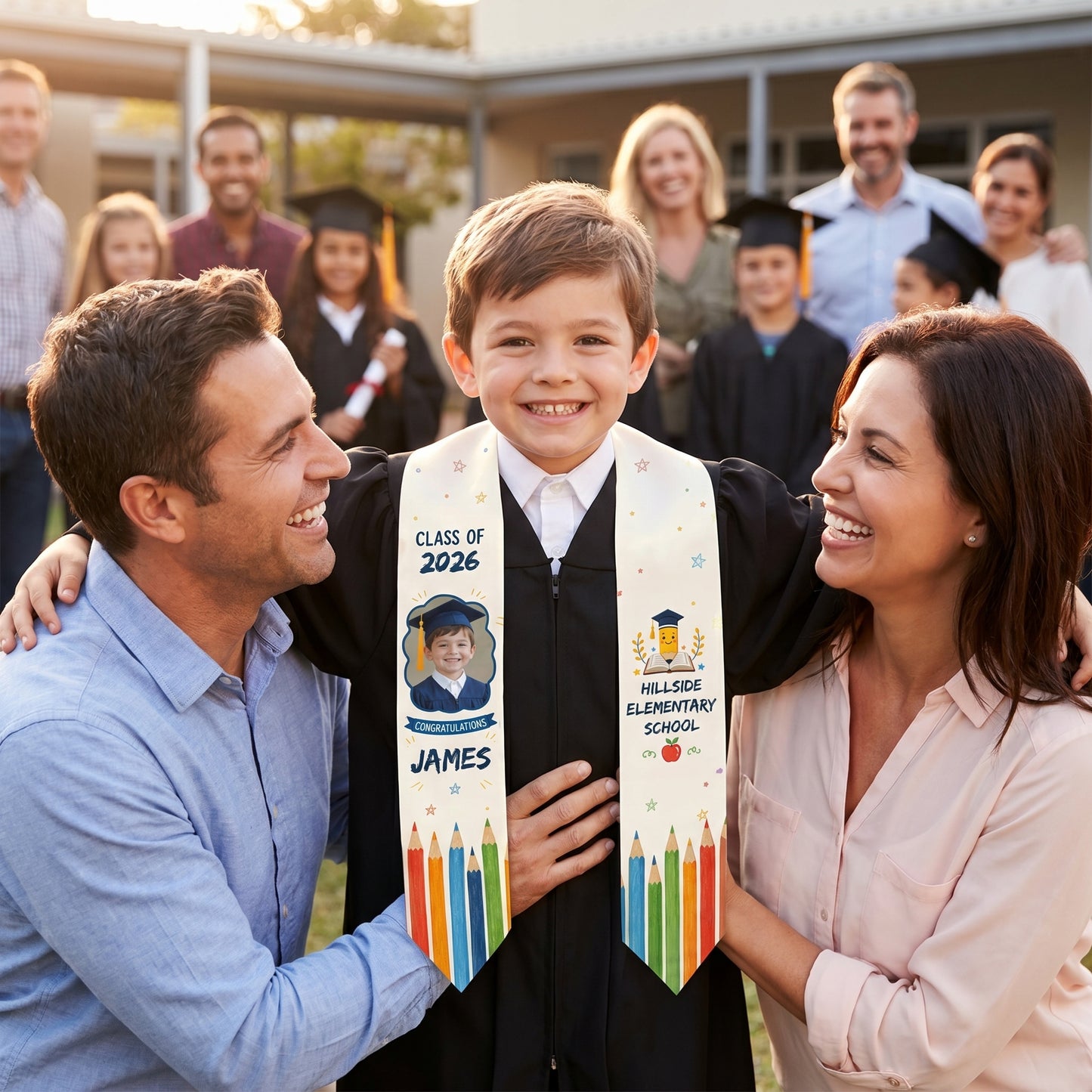 Personalized Congratulations Pencil Kid Graduation Stole – Custom Name
