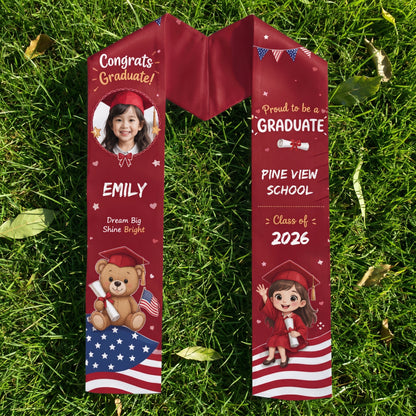 Personalized Dream Big Shine Bright Kid Graduation Stole – Custom Name