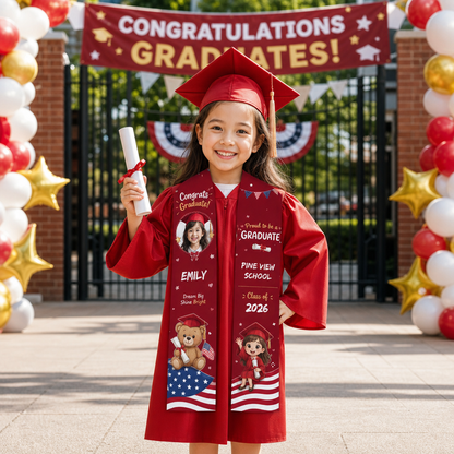 Personalized Dream Big Shine Bright Kid Graduation Stole – Custom Name