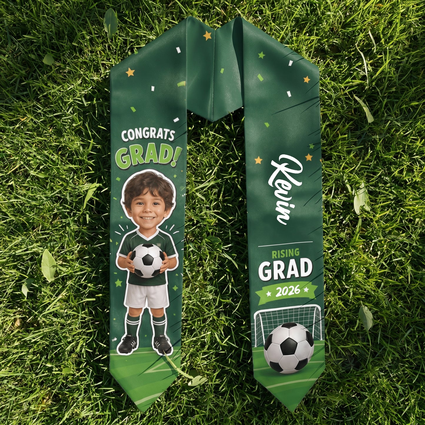 Personalized Soccer Kid Graduation Stole – Custom Photo