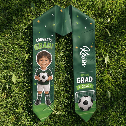 Personalized Soccer Kid Graduation Stole – Custom Photo