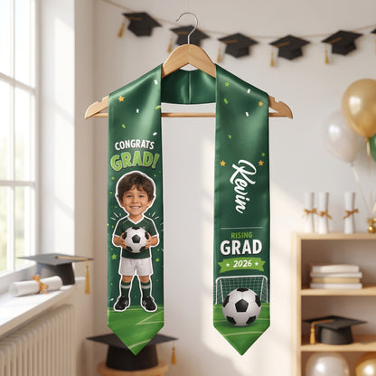 Personalized Soccer Kid Graduation Stole – Custom Photo