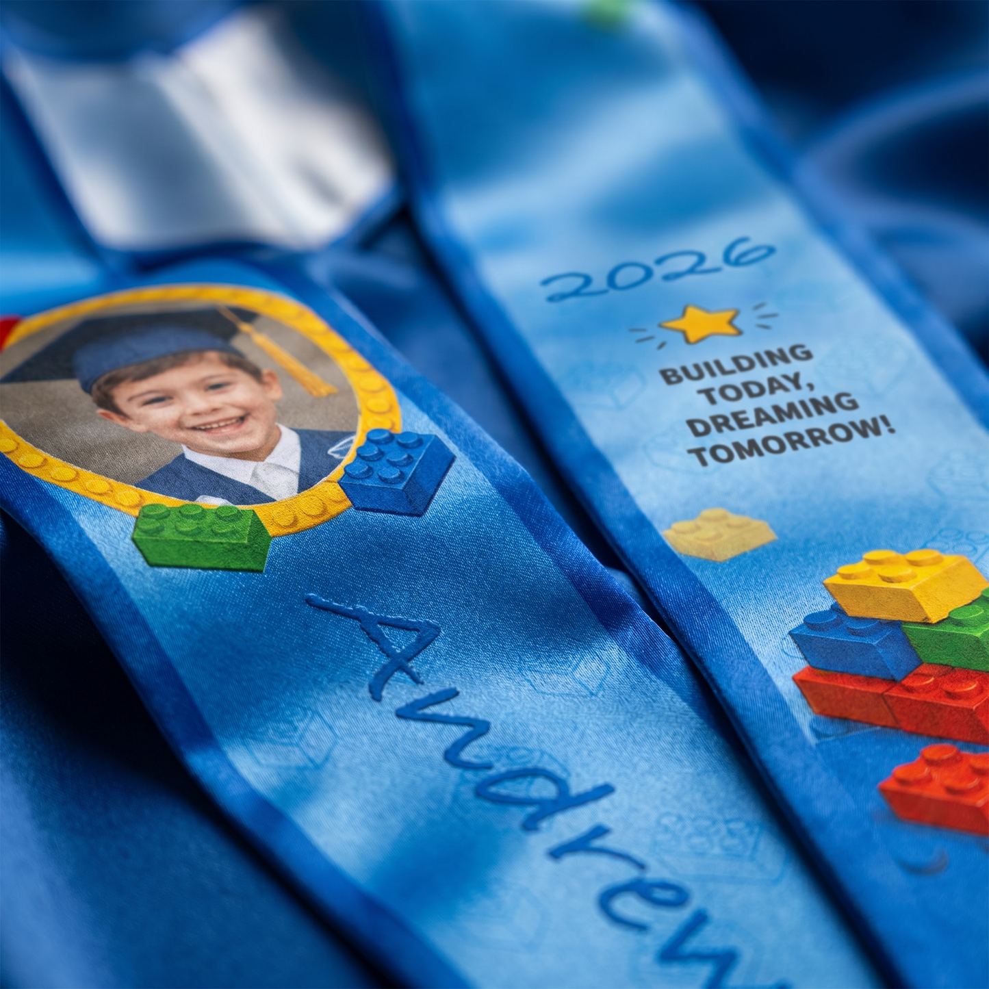 Personalized Building Today Dreaming Tomorrow Kid Graduation Stole – Custom Name