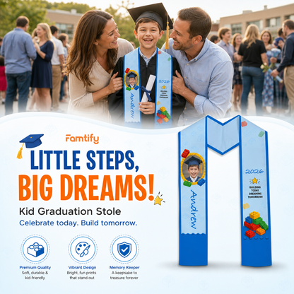 Personalized Building Today Dreaming Tomorrow Kid Graduation Stole – Custom Name