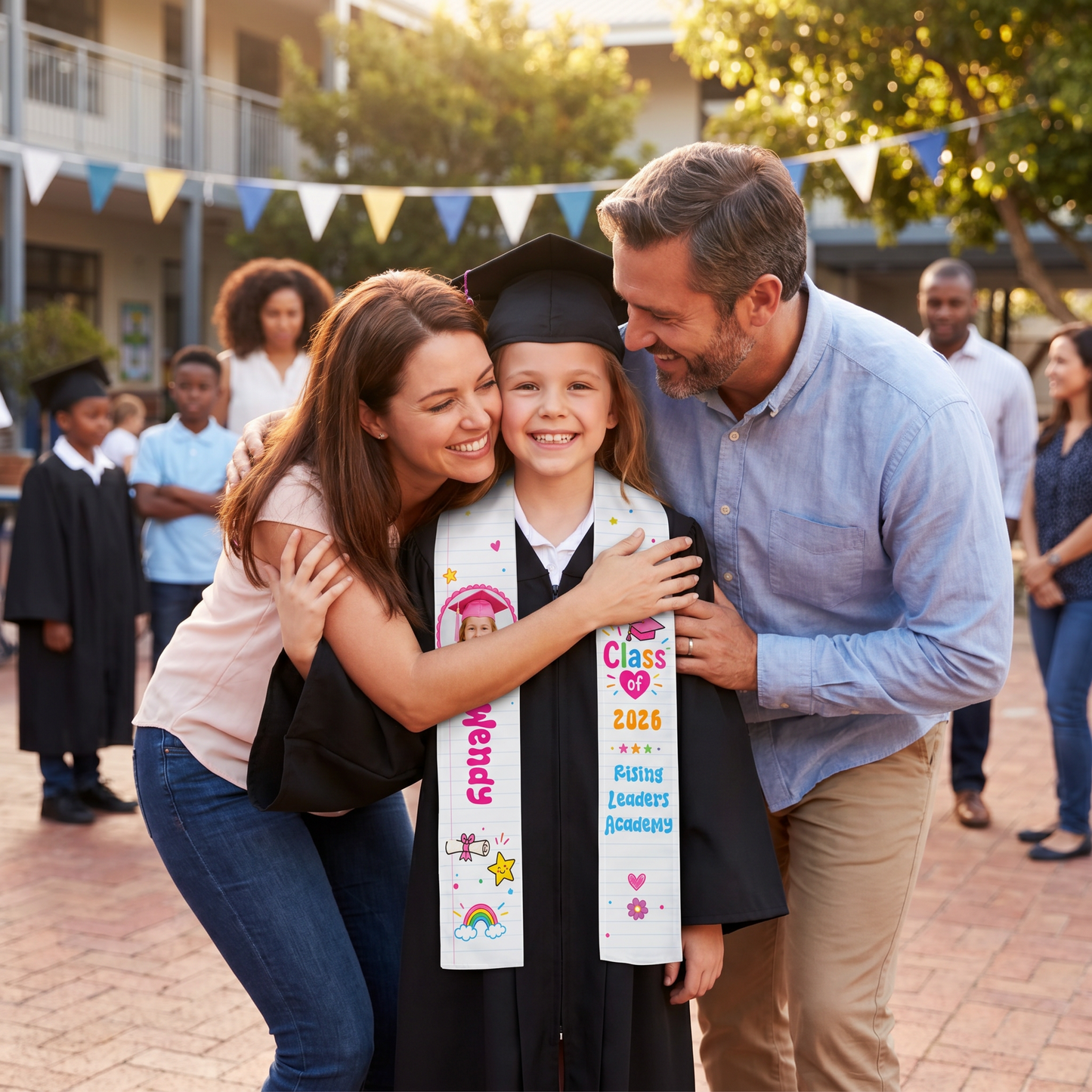 Personalized Cute Notebook Theme Kid Graduation Stole – Name and Photo
