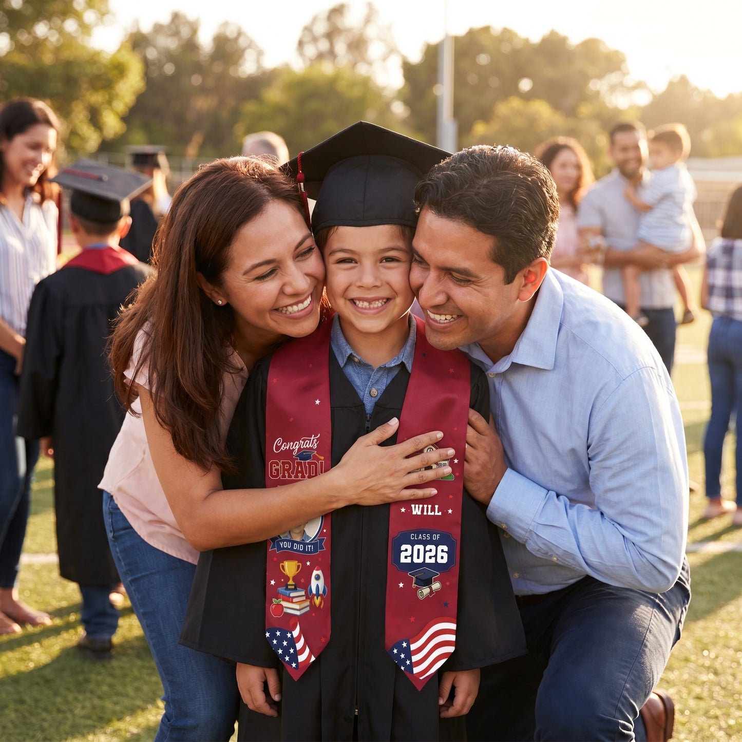 Personalized Red Kid Graduation Stole – Custom Photo