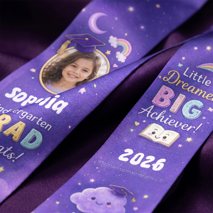 Personalized Little Dreamer Big Achiever Kid Graduation Stole – Custom Name