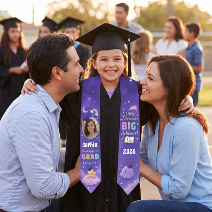 Personalized Little Dreamer Big Achiever Kid Graduation Stole – Custom Name
