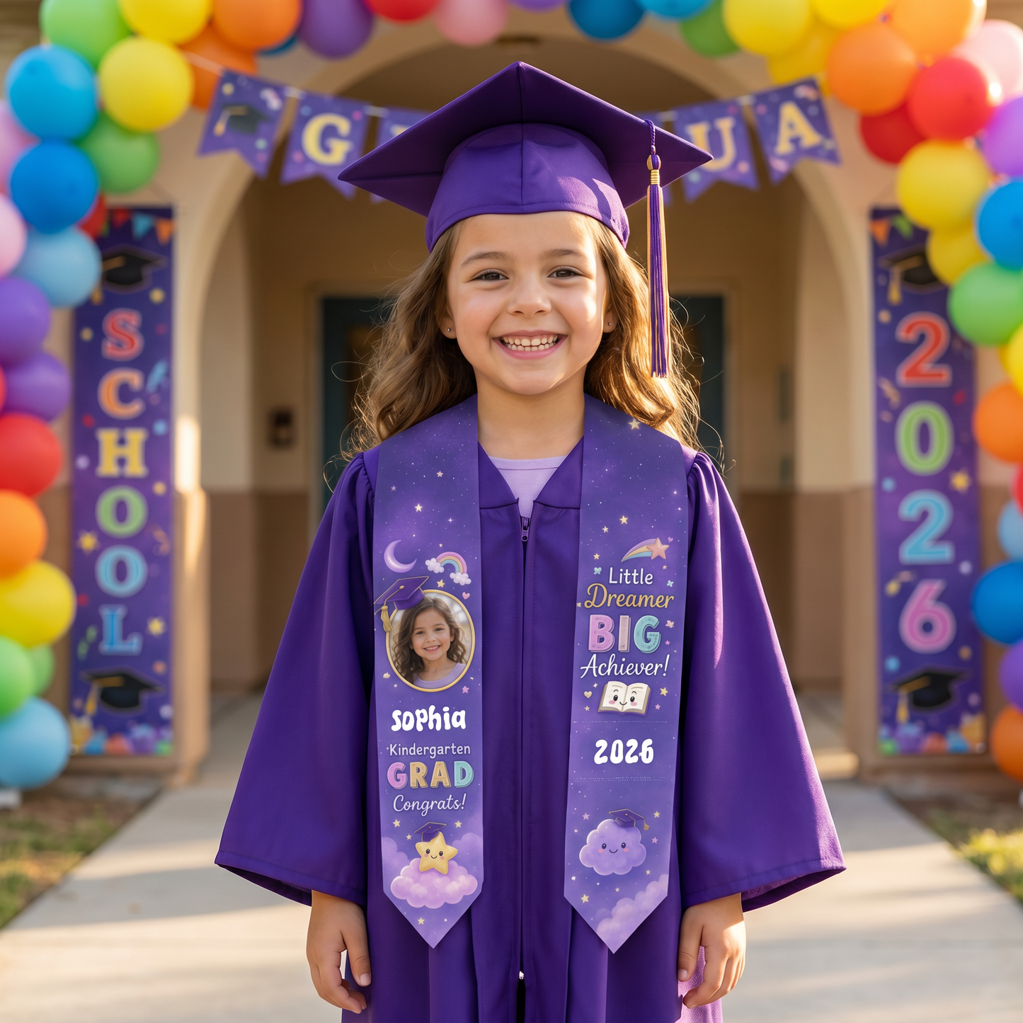 Personalized Little Dreamer Big Achiever Kid Graduation Stole – Custom Name