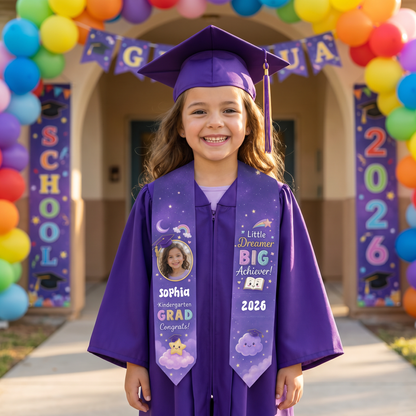 Personalized Little Dreamer Big Achiever Kid Graduation Stole – Custom Name