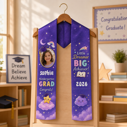 Personalized Little Dreamer Big Achiever Kid Graduation Stole – Custom Name