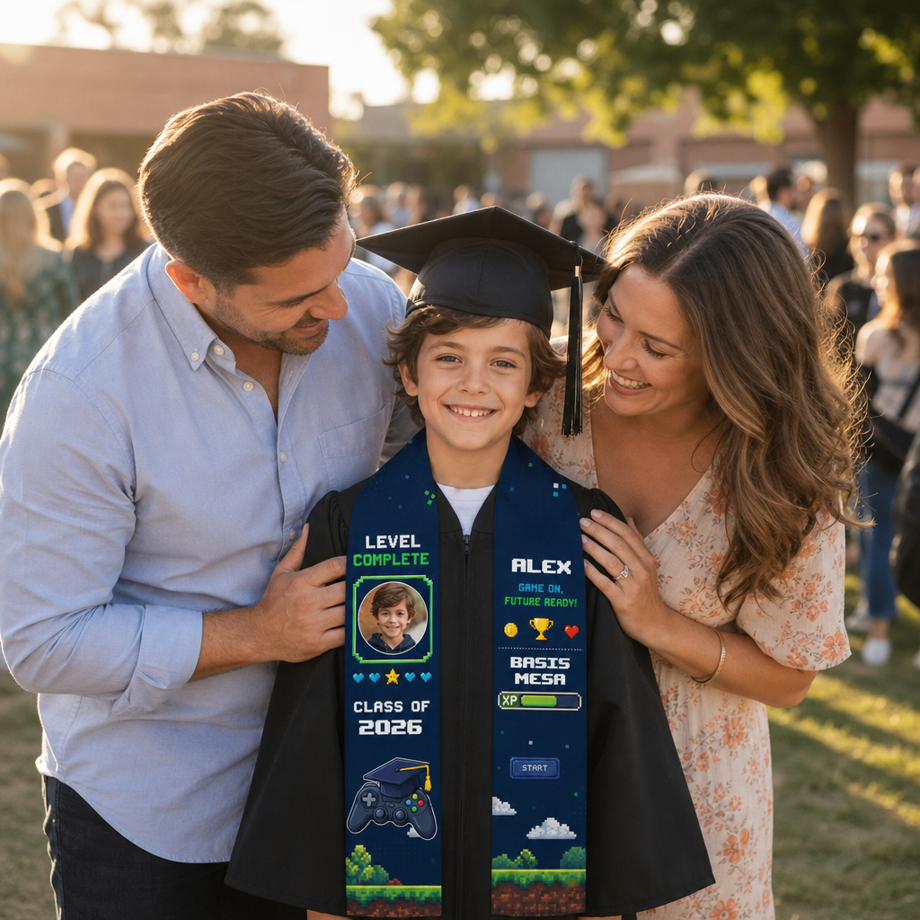 Personalized Level Complete Game On Future Ready Kid Graduation Stole – Custom Name