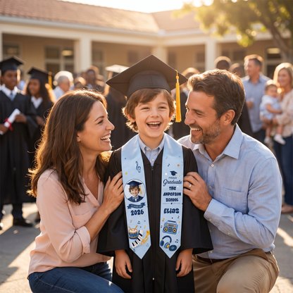 Personalized Music Theme Kid Graduation Stole – Custom Name