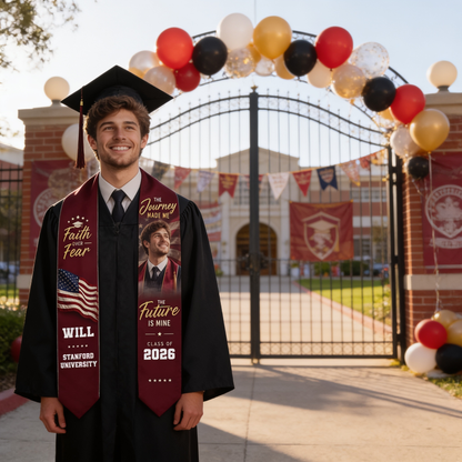 Personalized Faith Over Fear Graduation Stole – Custom Name