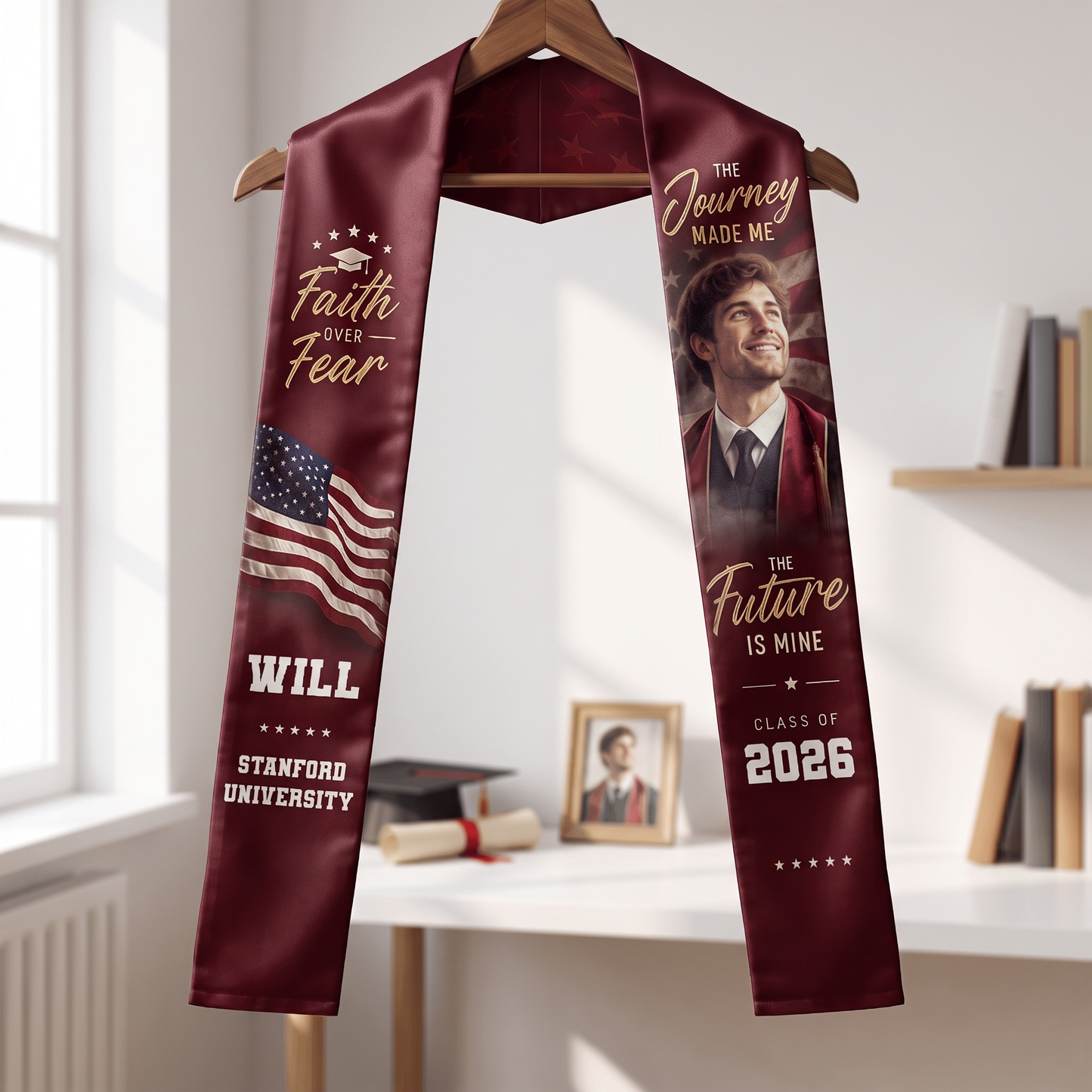 Personalized Faith Over Fear Graduation Stole – Custom Name