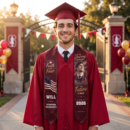 Personalized Faith Over Fear Graduation Stole - Custom Name