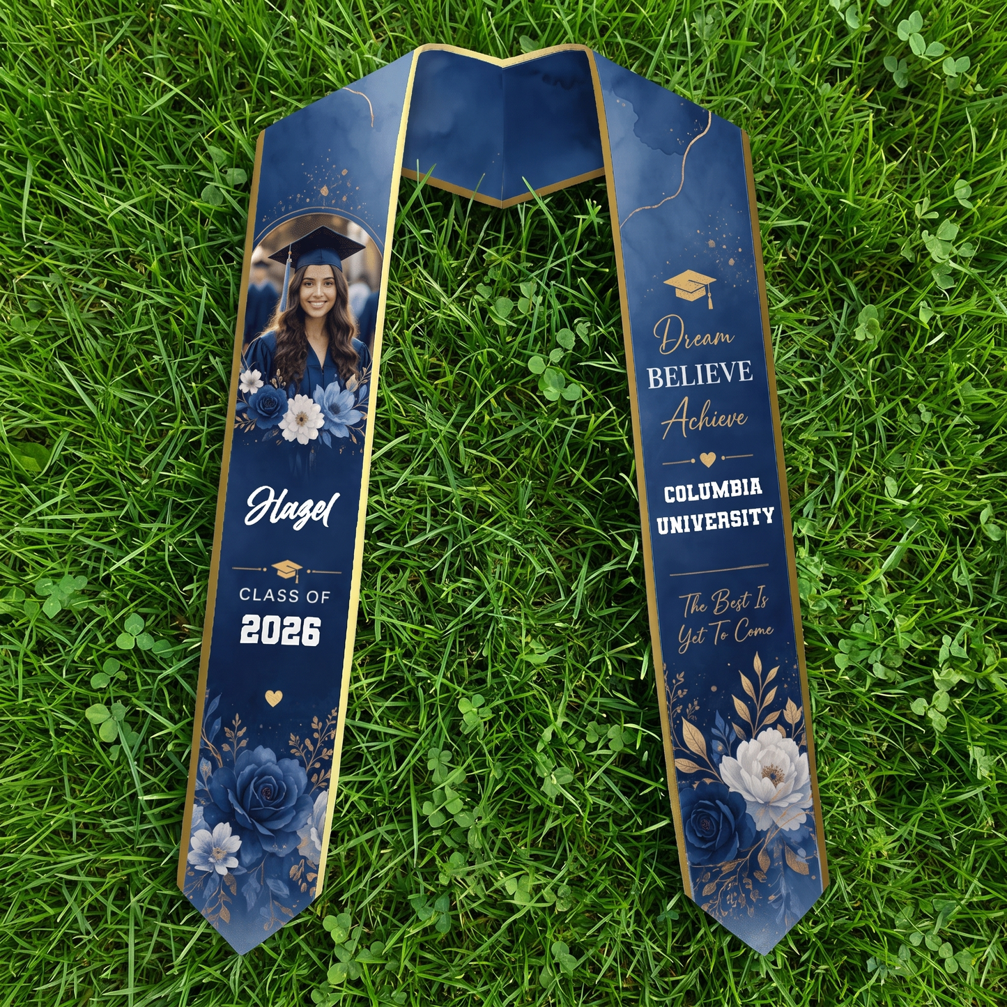 Personalized Dream Believe Achieve Graduation Stole – Custom Name