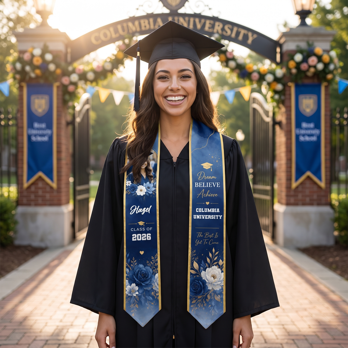 Personalized Dream Believe Achieve Graduation Stole – Custom Name
