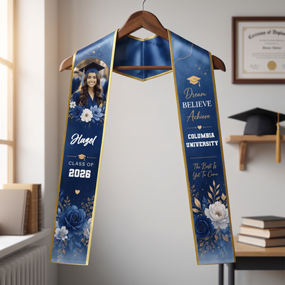 Personalized Dream Believe Achieve Graduation Stole – Custom Name