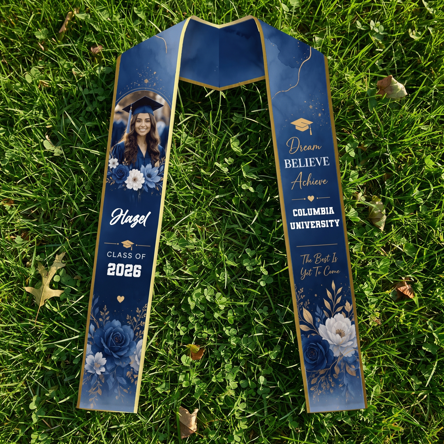 Personalized Dream Believe Achieve Graduation Stole – Custom Name