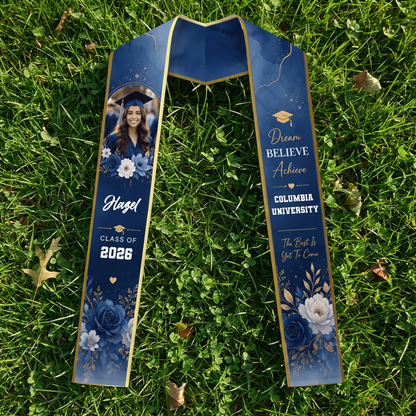 Personalized Dream Believe Achieve Graduation Stole – Custom Name