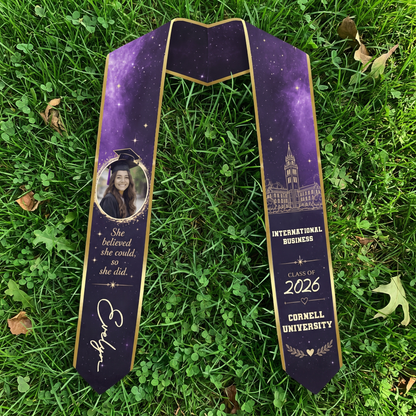 Personalized She Believed She Could So She Did Graduation Stole – Custom Photo and Name
