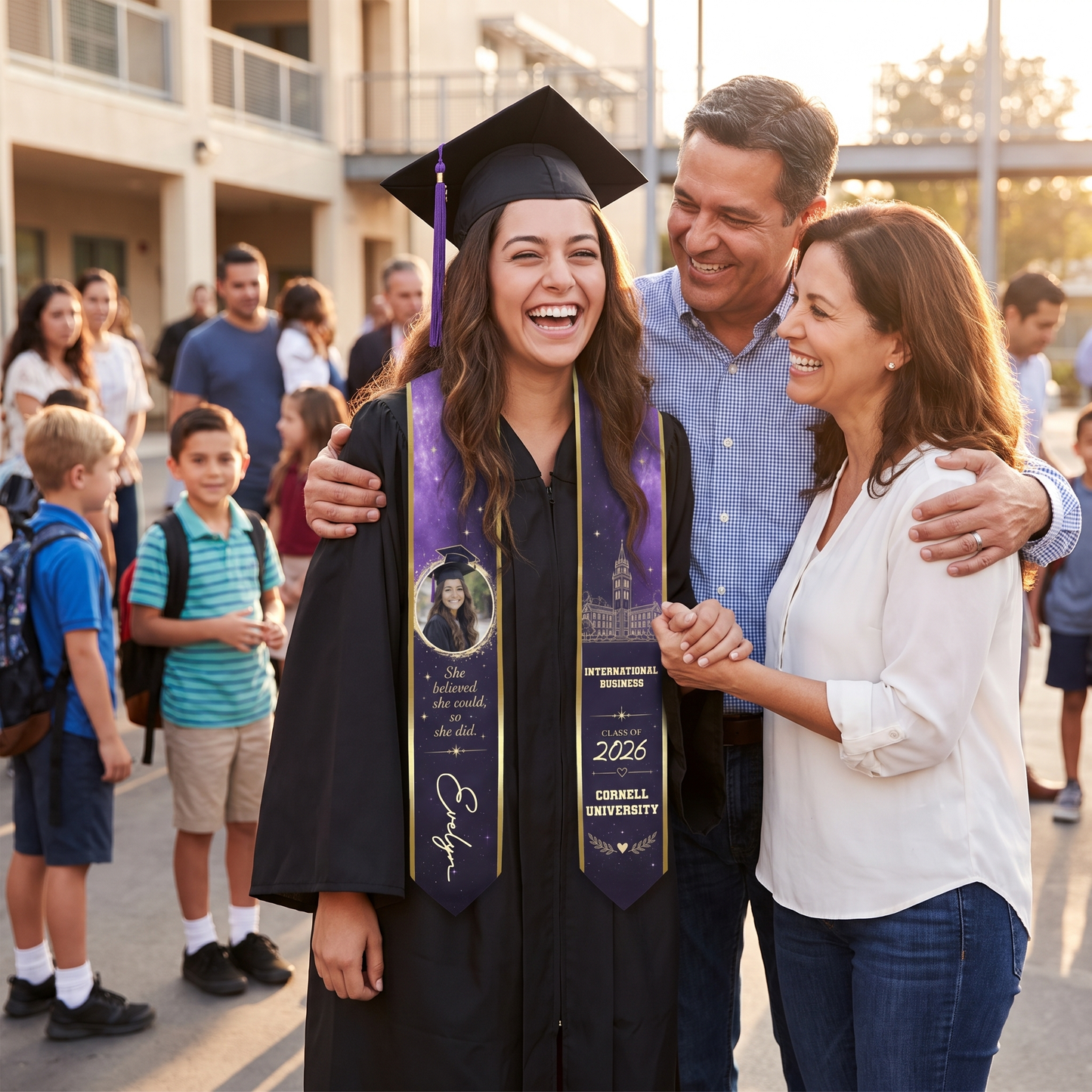 Personalized She Believed She Could So She Did Graduation Stole – Custom Photo and Name