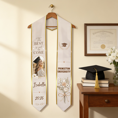 Personalized The Best Is Yet to Come Graduation Stole – Custom Photo and Name