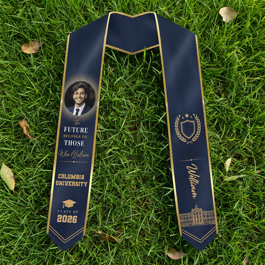 Personalized The Future Belongs to Those Who Believe Graduation Stole - Custom Photo and Name